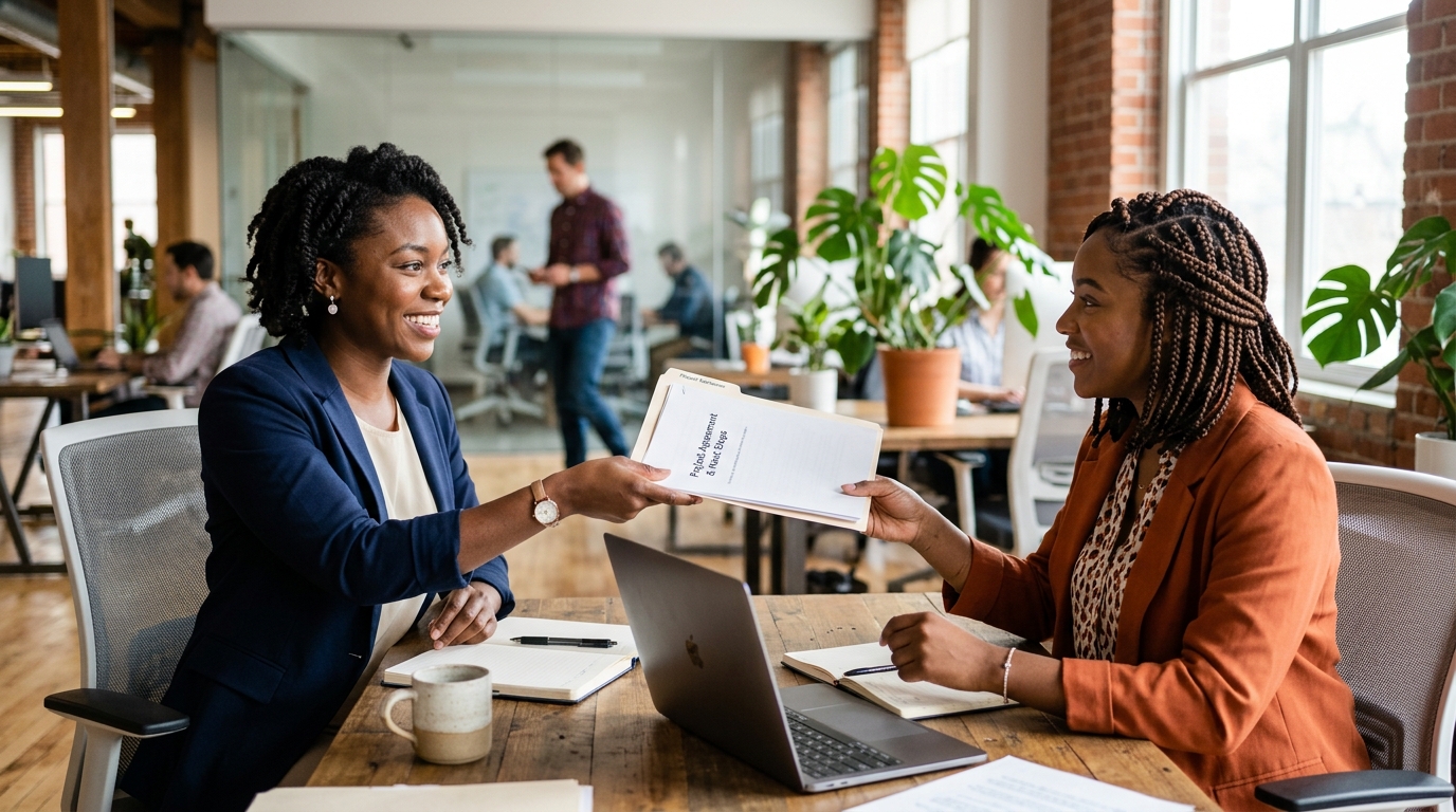 An adviser helping a client with their documents